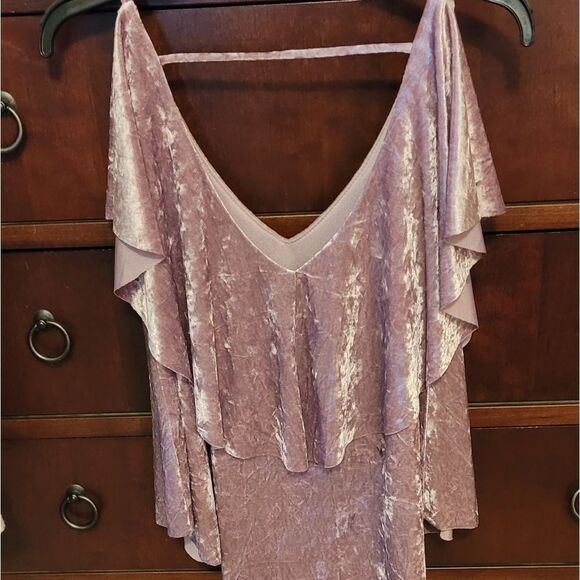 DUSTY PINK VELVET LAYERED TOP - Picture 4 of 7